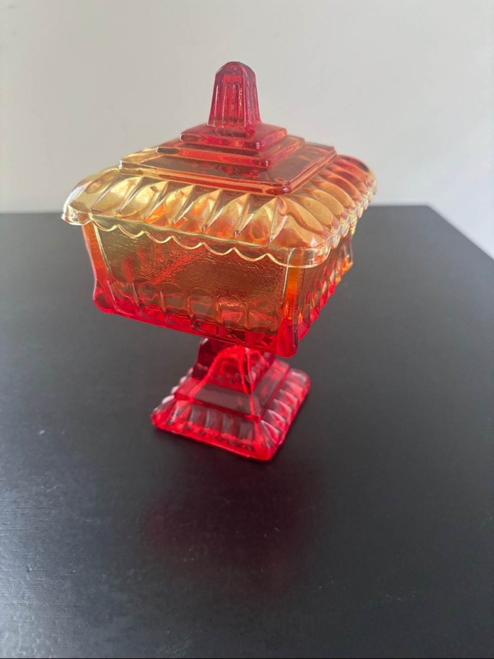 Vintage Glass Jeanette Wedding Box Candy Dish